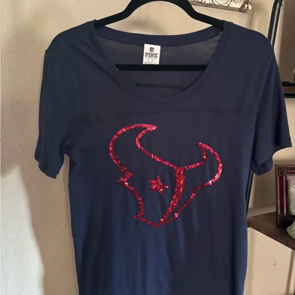 Victoria's Secret Pink NFL Houston Texans Sequin Tee - Picture 1 of 3